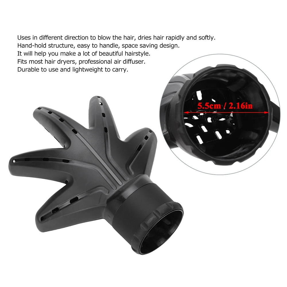 Black Hair Dryer Hood Portable Multifunction Universal Hand Shape Diffuser,Hair Diffuser Hair Hairdressing Salon Curly Hair Style Tools Accessory Hairstyle