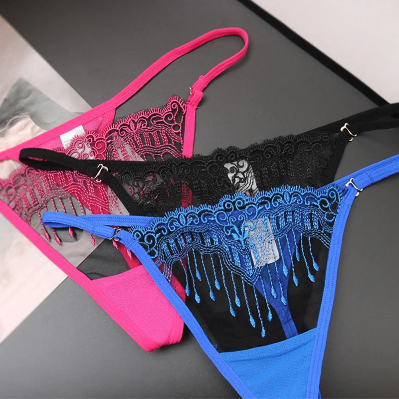 Sexy women panties female underwear lace panties womens underwear Lace Floral Thong Ladies Panties Mesh Yarn Perspective Briefs Women Underwear T Pants Lingerie Embroidered G-String Thongs
