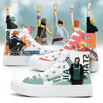 

Unisex Anime ONE PIECE 3D Casual High Flat Canvas Shoes Preppy plimsolls duck shoes Sneakers