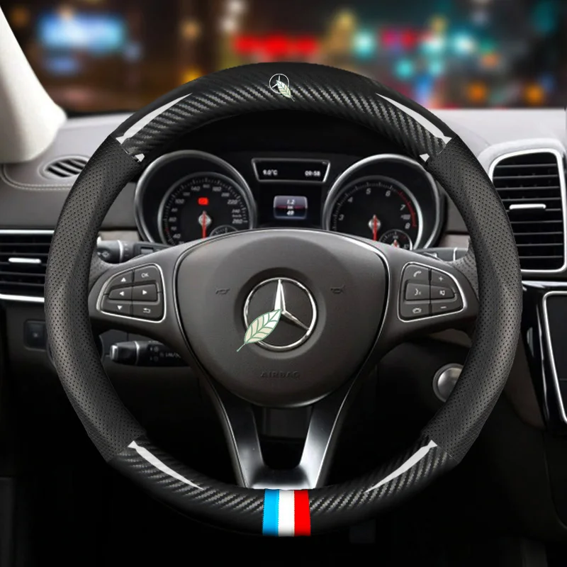 Противоскользящий автомобильный чехол на руль из углеродного волокна для Mercedes Ben AMG 38 см модели A C CLA E GLA GLC GLE S