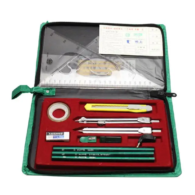 $13.94 Kids Drawing Kits with Triangular Ruler Compass Divider Pencils Geometry Set for School Students