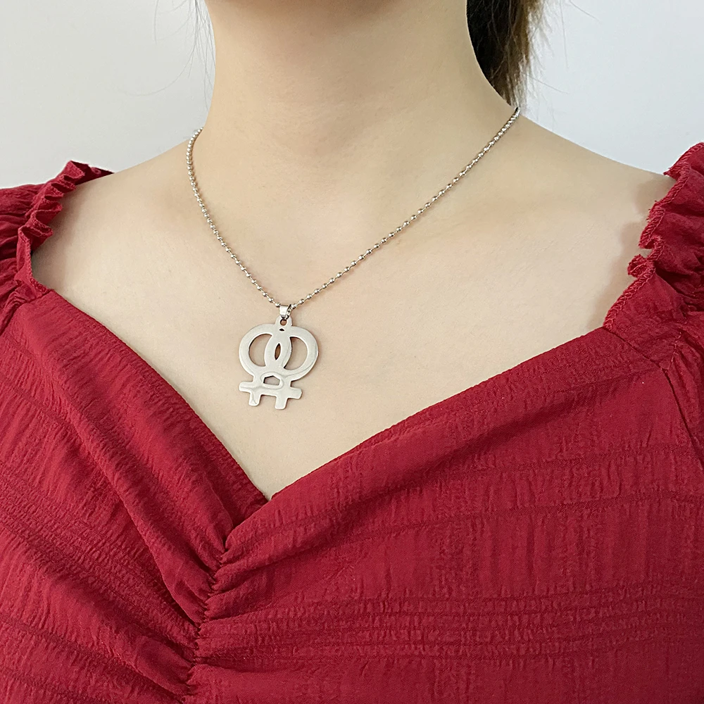 Female Male Symbol Pendant Necklace For 