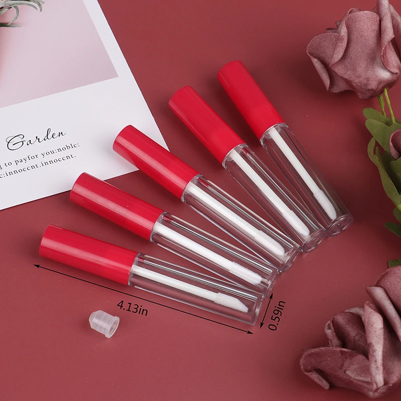 

5Pcs/lot Red Empty Lip Gloss Tube DIY Plastic Elegant Liquid Lipstick Container Round Lipgloss Lip Balm Bottle
