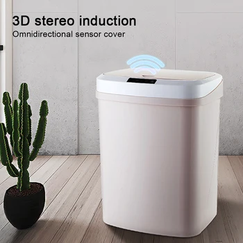 

Bedroom Office Kitchen Rechargeable Plastic Smart Sensor Trash Bin Garbage Bag Holder Cans Mute Automatic Household Paper Basket
