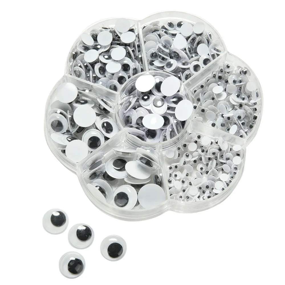 4mm/5mm/6mm/7mm/10mm/12mm 490pcs Self Adhasive Plastic Movable Black Googly Eyes  Doll Accessories