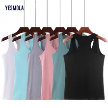 

YESMOLA Summer Cotton Women Top Slim Sleeveless Bottomless Vest Solid Basic Tank Top Fashion Sexy Casual Tops Women's T-shirt