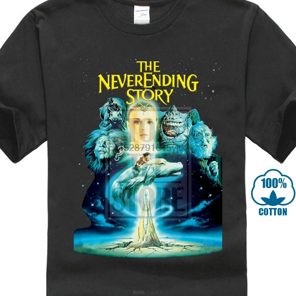 Забавные Мужские футболки в стиле Харадзюку с надписью Neverending Story Poster 3D принтом