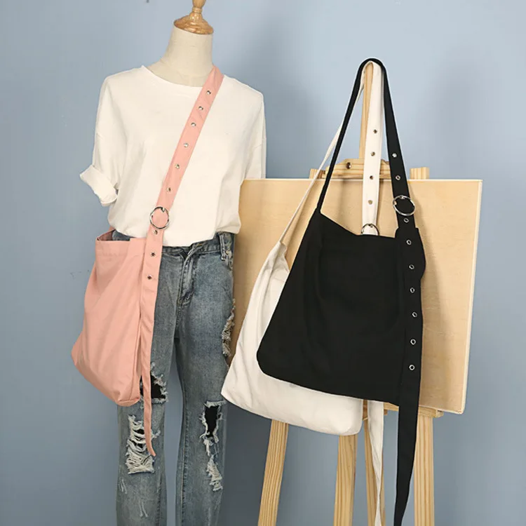 

New Korean version of single shoulder lady canvas bag, fashionable Korean lady bag