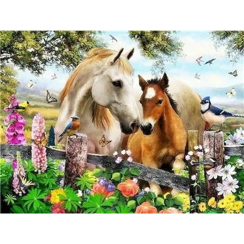 Horse Painting By Numbers Kit Horse and Foal Country Field Hobby Paint