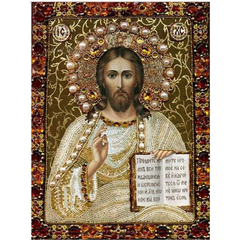 Diy Religion Embroidery Kit round full Diamond Painting Russia Human God Jesus Pattern Mosaic Pictures Needlework art | Дом и сад