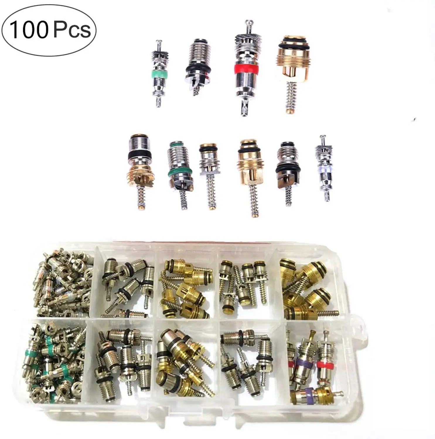 

100 Pcs R134A A/C Auto Air Conditioning Valve Core Set for Repairing Car's Air Conditioning System