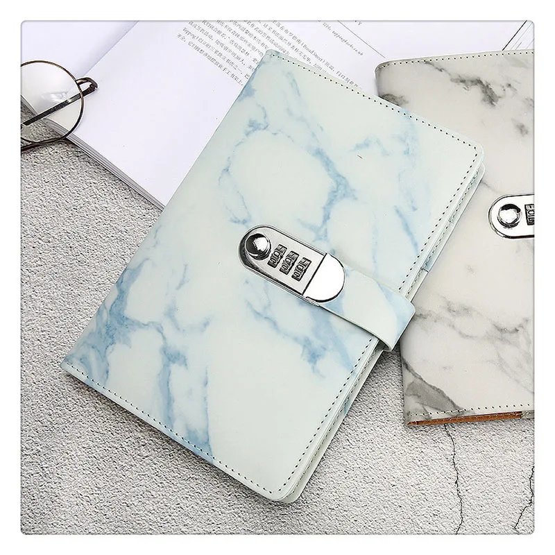 2020 Planner Vintage Notebook Diary With Lock A5 Paper Marble Leather Office Supplies Notebooks School Gift | Канцтовары для офиса