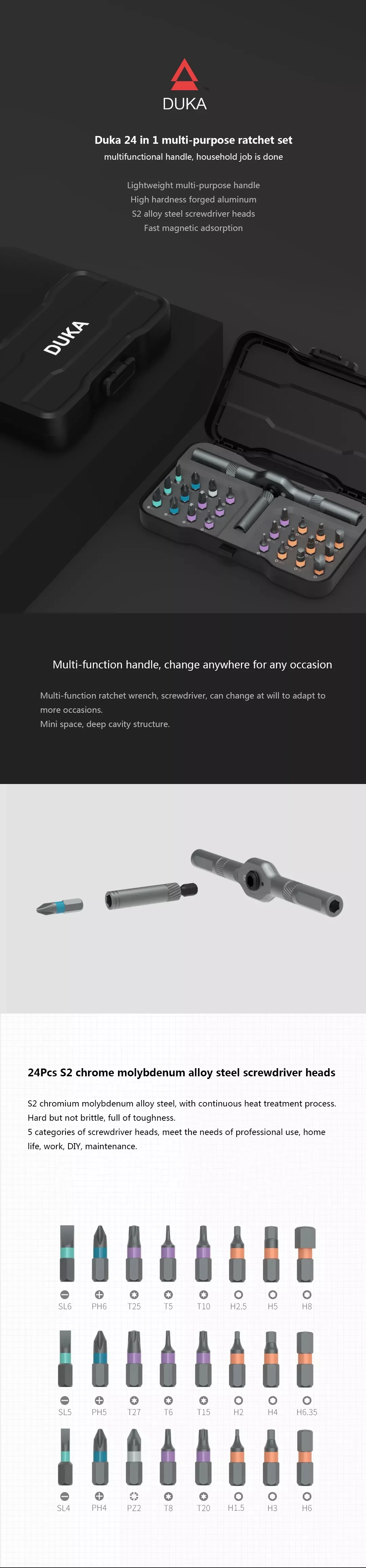 Новые Xiaomi Mijia ATuMan RS1 26 шт./компл. механический инструмент коробка гаечный отвертка для шлица «звездочка» Набор торцевых гаечных ключей Ki