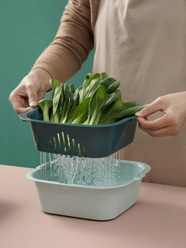 

Kitchen Drain Basket Double-Layer Square Sink