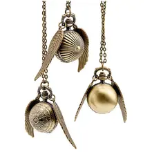 Элегантные кварцевые часы Snitch очаровательные винтажные Крылья Ангела кармашек для часов Подвеска для часов Часы Ожерелье Цепочка для мужчин и женщин