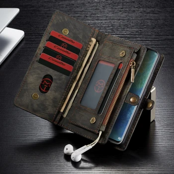 

LLZ.COQUE Genuine Leather Wallet Case for Huawei P30 Pro Mate 20 Zipper Card Holder Detachable Flip Cover for Huawei P20 Lite