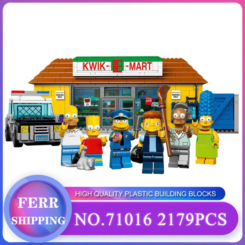 

16004 In Stock Creator Cartoon Kwik-E-Mart House 2232Pcs 71016 Street View Model Building Kits Blocks Bricks Education Toys