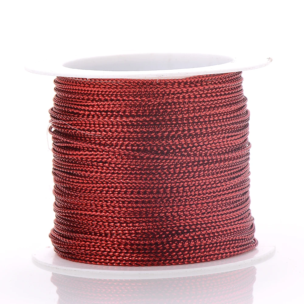 20/40/100M Gold Wire Glitter Thread Tag Rope Round Core-Spun Rope 1mm Diy Making Jewelry Craft Christmas Gift Wrapping Thread 