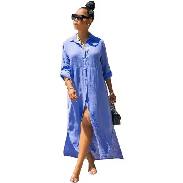 Traf Solid Color Irregular Long Shirt 