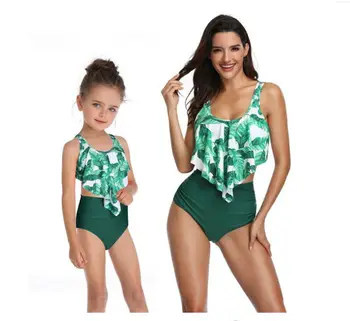 

Family Matching Outfit Swimwear Mother Daughter Floral Swimsuit Women Tankini Kids Girls Summer Swimming Bathing Suit Beachwear