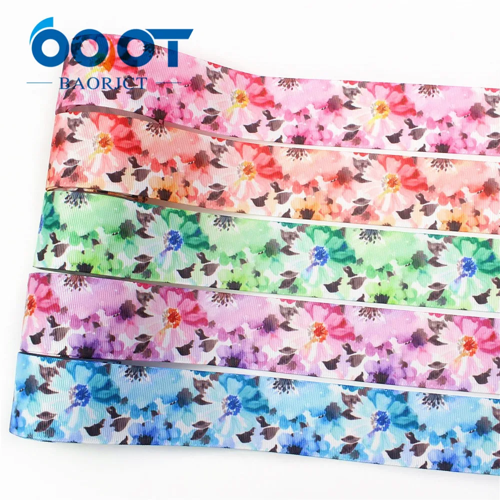 

OOOT BAORJCT I-19906-2099,38mm,10yards Spring flower Thermal transfer Printed grosgrain Ribbons,Clothing bow cap DIY decorations