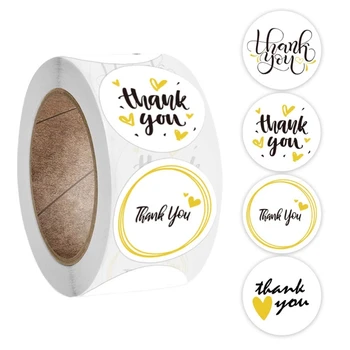 

500pcs/roll Round Thank You Stickers Handmade Gift Package Seal Labels Wedding Party Scrapbooking Stationery Decoration