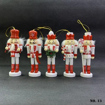 

5Pcs/Set 12cm Wooden Nutcracker Soldier Merry Christmas Nutcracker Doll for Xmas Tree Decor Holiday Nutcracker Ornaments Gifts
