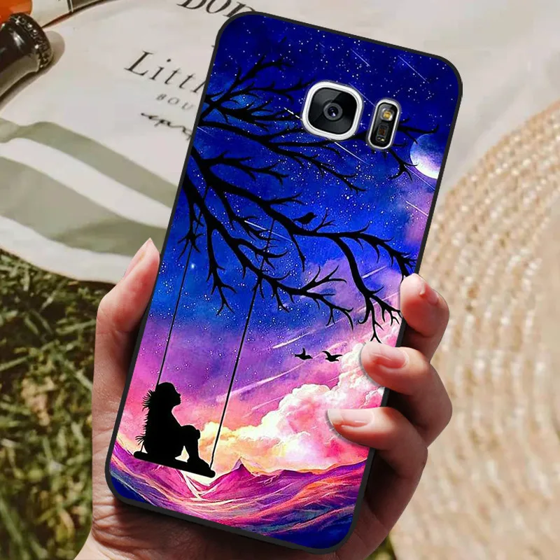 glass flip cover For Samsung Galaxy S7 Edge Silicone Case Cute Pattern Soft TPU Phone Cover For Samsung Galaxy S6 S7 S 7 Edge Back Cover Bumper phone carrying case Cases & Covers