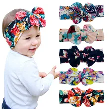 New Style Color Printing Large Bow Europe And America Baby Hair Band Cotton Cloth Bow CHILDREN'S Headband A138
