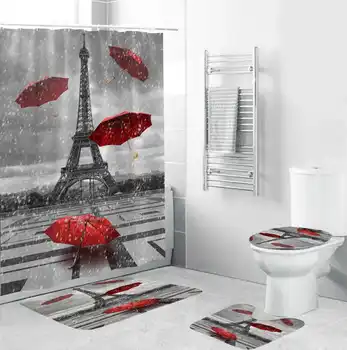 

180x180cm Bathroom Set Waterproof Shower Curtain Bath Cover Bathroom Decor Umbrella and Tower Type