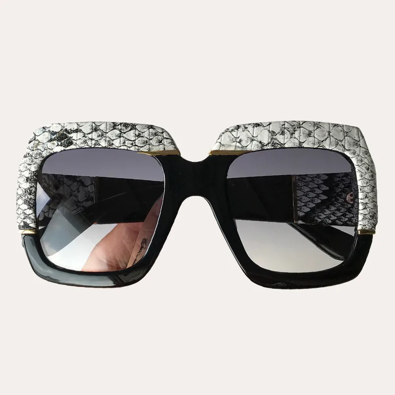 No.2 sunglasses Большие солнцезащитные очки со змеиным узором для женщин и мужчин, квадратная оправа, винтажные брендовые солнцезащитные очки gafas de sol hombre - Цвет линз: No.2 sunglasses