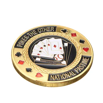 

1/2/4 Metal Poker Chip Guard Card Protector Coin National Pastime Gold Plated With Round Case Metal Craft Poker Chip Poker Game