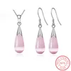 Ensemble de Bijoux en argent Sterling 925, collier + boucles d'oreilles en pierre de lune opale, goutte d'eau, cadeau pour femmes et filles ► Photo 1/6