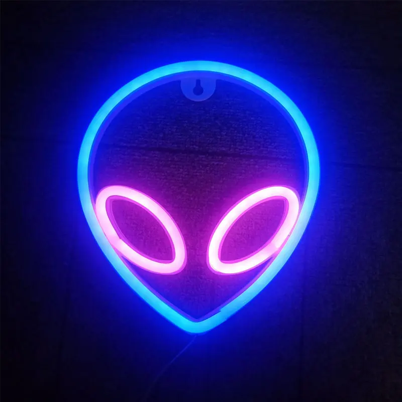 Tanie Neon LED Sign Alien Shaped Wall światła wiszące do domu