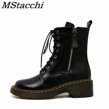 

Mstacchi All-leather Women Snow Boots 2020 Winter Keep Warm Comfortable Cross-tied Fashion Cool Madam Shoes Botas Camperas Mujer