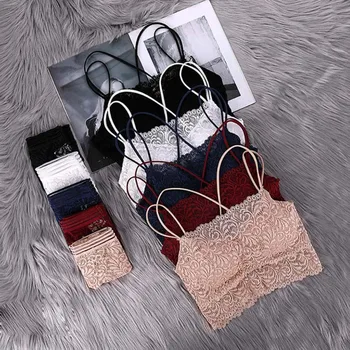 

2020 New Sexy Womens Push Up Floral Lace Sexy Wireless Bra Panties Set Women's Vest Soft Cup Lingerie Panty Set 4 Styles