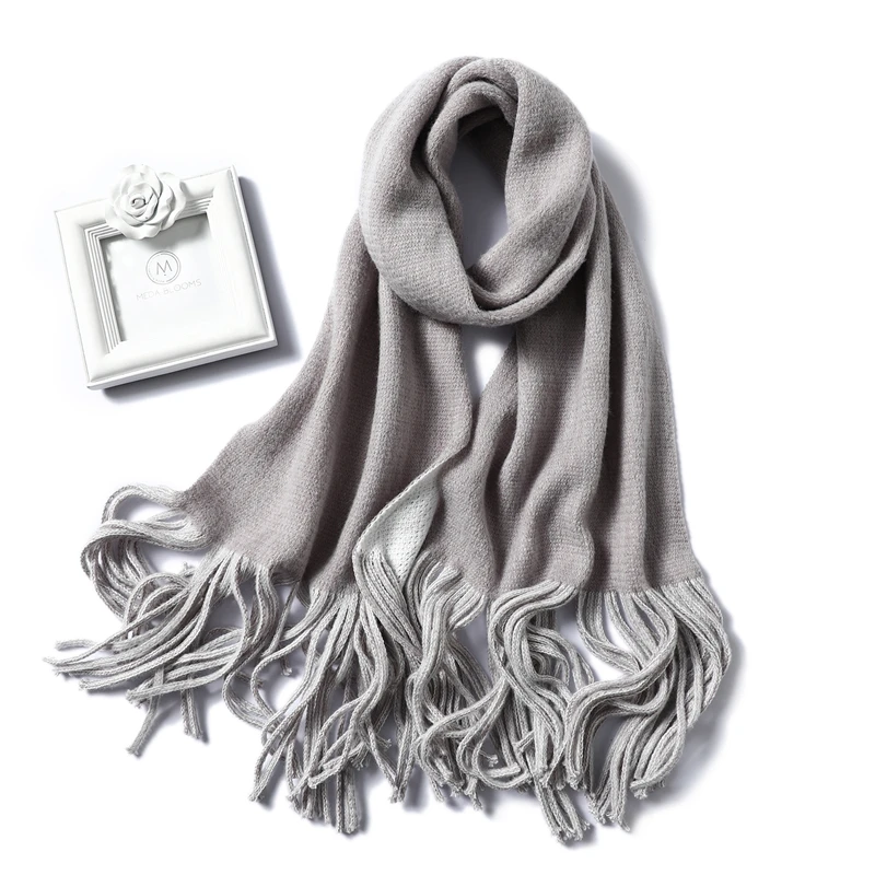 Новые зимние кашемировые шарфы для женщин, модные вязаные толстые теплые шали и обертывания, женский длинный платок-бандана