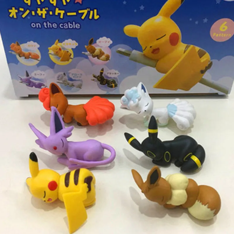 

5CM 6pcs/set Anime Figures on the Cable Wire Or Cup Figures pokemones Action Figures Toy Model Car Wire Decoration Gifts