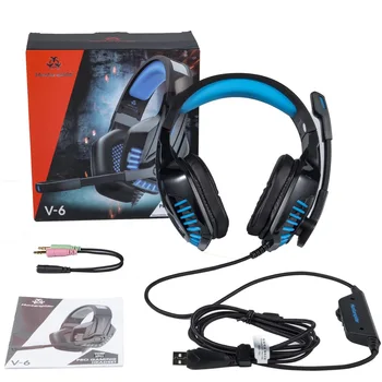 

kowkaka-Hunterspider V6 Stereo Gaming Headset Deep Bass Over-Ear Game Headphone with Mic Headband Earphone