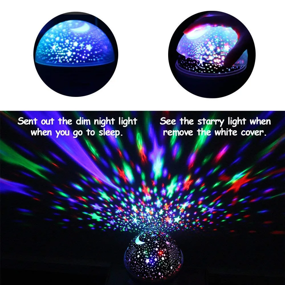 Conduzida da Noite Lâmpada de Projeção Projetor Estrelado Estrela Lua Mestre Crianças Bebê Sono Romântico Colorido Led Usb Energia Luz Céu 6 Cheap Luzes noturnas