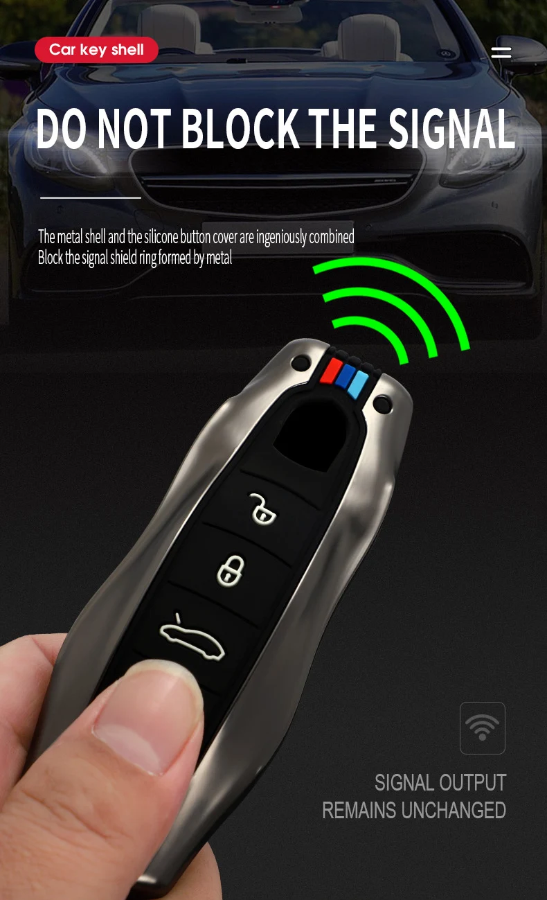 Fob della copertura della cassa chiave a distanza dell'automobile in lega di zinco per Porsche Panamera Carman Macann Cayenne 911 970 981 991 accessori protettivi - H6ac6efac63384d32a8e34d1ca5adef59I