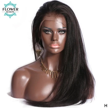 

Fast Ship From US Yaki Straight 13x6 Lace Front Human Hair Wigs Glueless Brazilian Remy with Baby Hair 130% FlowerSeason