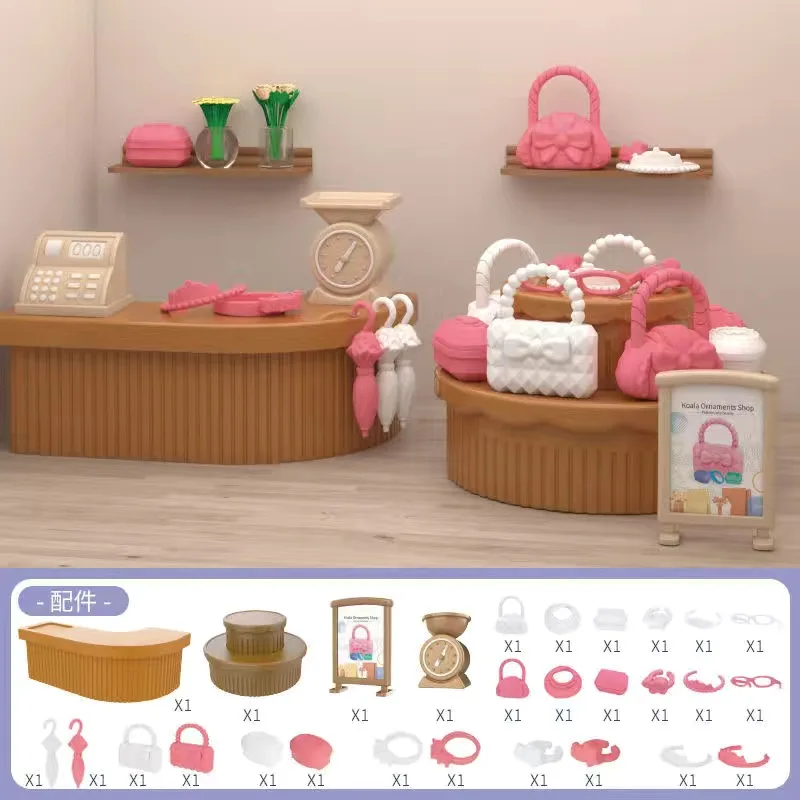 1/12 Simulation Forest Rabbit Family Dollhouse Critters Handbag Shop Furniture Accessories Toys for Girls Gifts 5