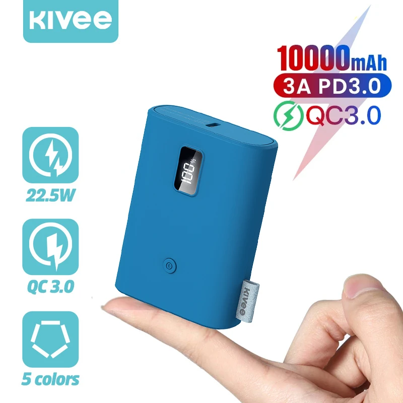 type c power bank Kivee 20W Led 10000mAh Power Bank Portable Charging External Battery Fast Charger 10000 mAh Powerbank for iPhone Xiaomi Samsung 65w power bank