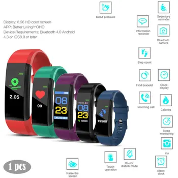 

115 Plus Fitness Smart Watch Activity Tracker Women Men Kids Color Screen Waterproof Step Heart Rate Exercise Bracelet
