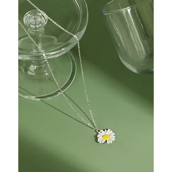 

Korean Simple Daisy Necklace 925 Sterling Silver Necklaces For Women 2020 New Choker Chain Silver 925 Jewelry Fashion Jewerly
