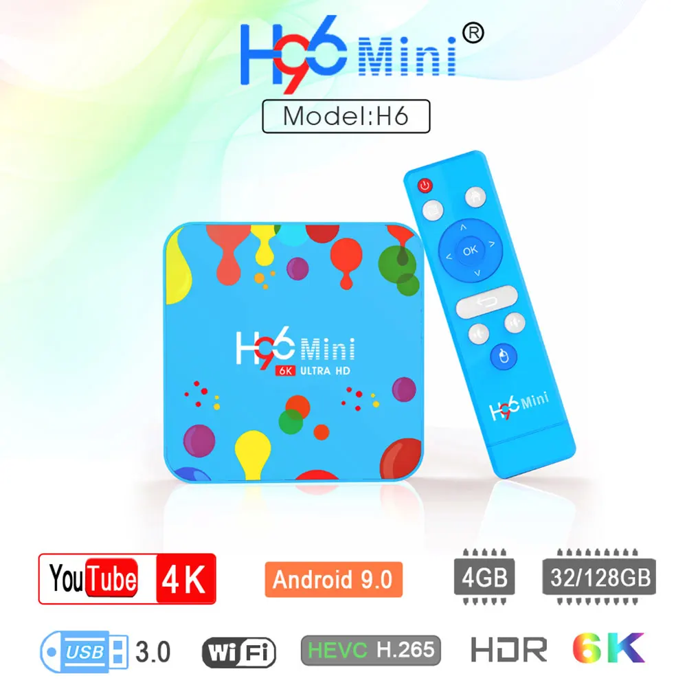 4 ГБ 128 ГБ H96 Мини Android 9,0 tv Box Allwinner H6 четырехъядерный 6K H.265 Wifi Netflix Youtube телеприставка H96mini 4 ГБ 32 ГБ