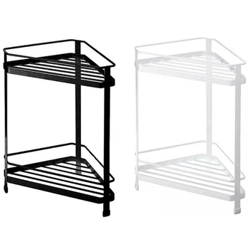 

Double Layer Iron Triple-cornered Corner Shelf Storage Rack Bathroom Kitchen Home Supplies Organizer Holder