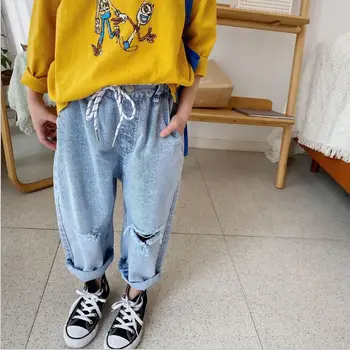 

2020 new arrival girls boys denim pants holes spring fashion kids jean pants 2-7t HM135