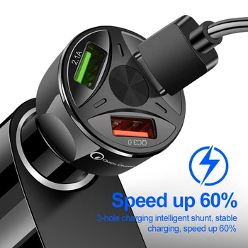 

CIBO 3 Ports Quick Charge USB Car Charger For iPhone Xiaomi Huawei QC4.0 QC3.0 QC Auto Type C Fast Car Mobile Phone Charger